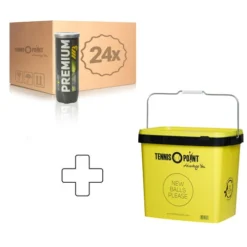 Premium Tennisball 24x 3 Ball Tube In A Box, Plus Ball Bucket